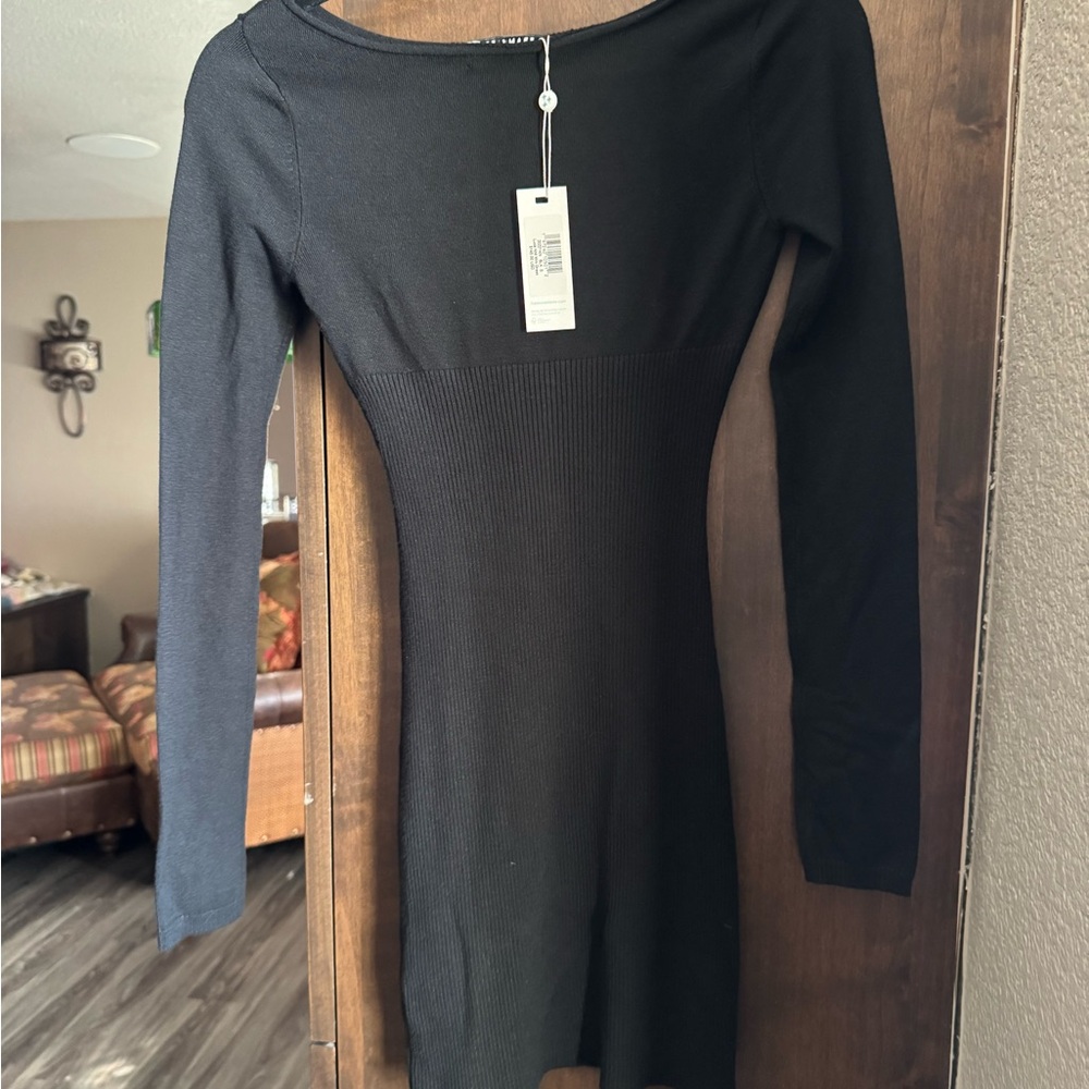 Frankie's Bikinis Black Long Sleeve Dress